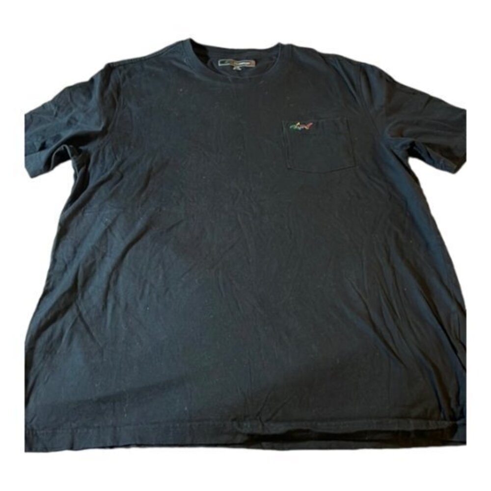 Greg Norman Chest Pocket Cotton Shark Black Crewneck Shirt Size XL EUC #0366